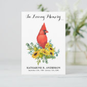 Kardinal Sonnenblumen Moderne Gedenkfeier Dankeskarte (Stehend Vorderseite)