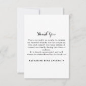 Kardinal Sonnenblumen Moderne Gedenkfeier Dankeskarte (Rückseite)