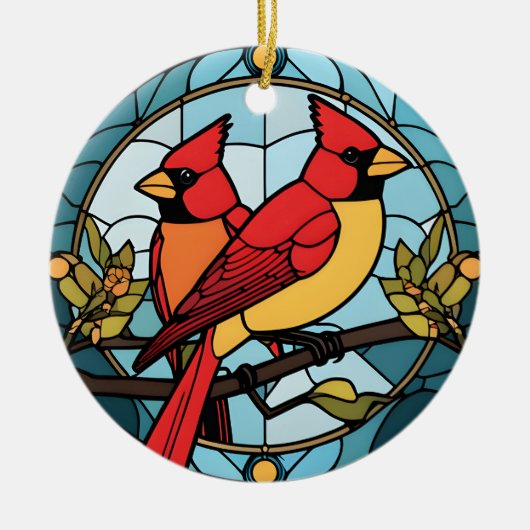 Kardinal-Speicherspeicher für festgehaltenes Glas Keramik Ornament (Vorne)