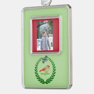 Kardinal-Stechpalmen-Kranz-Andenken Rahmen-Ornament Silber