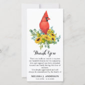 Kardinal Sunblwers Beerdigung Gedächtnisfeier Beil Dankeskarte (Vorderseite)