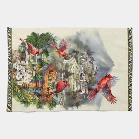 Kardinal Terrasse Landschaftlich Berg Küchentuch (Horizontal)