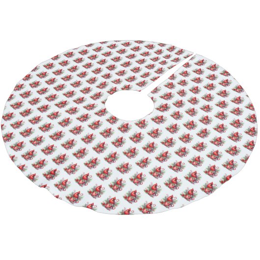 Kardinal Tree Skirt Polyester Weihnachtsbaumdecke (Schrägansicht)