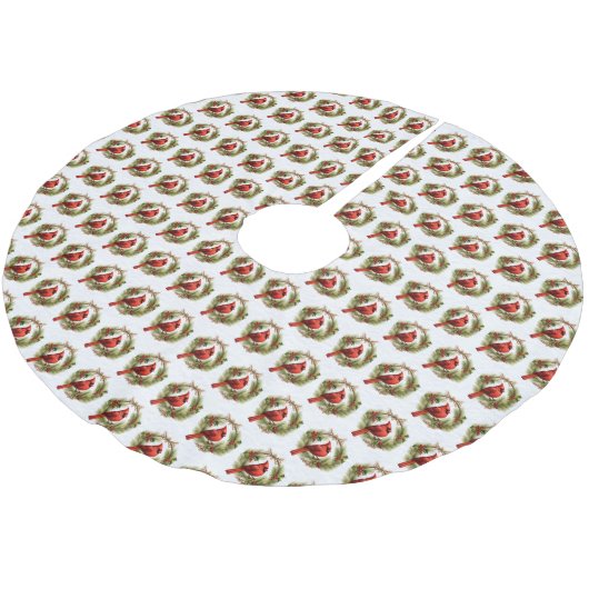 Kardinal Tree Skirt Polyester Weihnachtsbaumdecke (Schrägansicht)