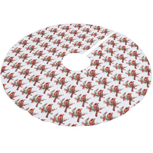 Kardinal Tree Skirt Polyester Weihnachtsbaumdecke (Schrägansicht)