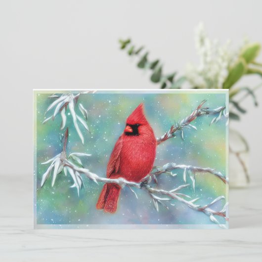 Kardinal über Schneebaubudget Weihnachten (Stehend Vorderseite)