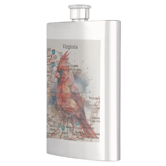 Kardinal über Virginia Road Map Flachmann (Links)