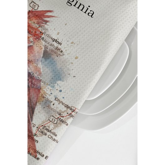 Kardinal über Virginia Road Map Geschirrtuch