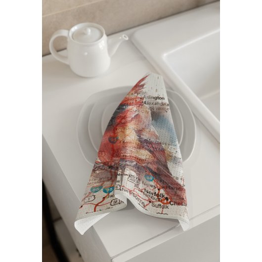 Kardinal über Virginia Road Map Geschirrtuch