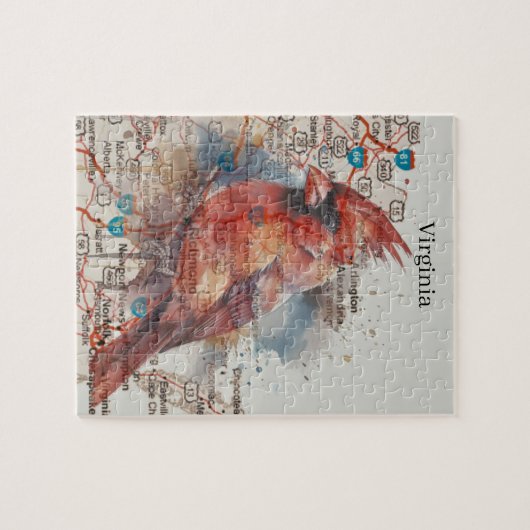 Kardinal über Virginia Road Map Puzzle (Horizontal)