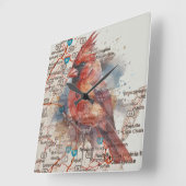 Kardinal über Virginia Road Map Quadratische Wanduhr (Winkel)