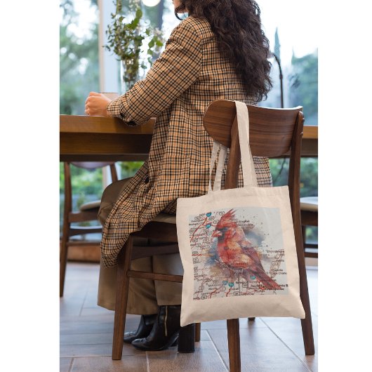 Kardinal über Virginia Road Map Tragetasche