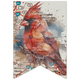 Kardinal über Virginia Road Map Wimpelkette