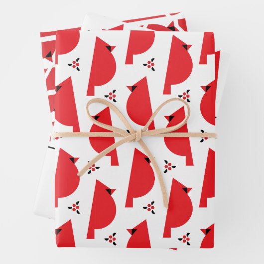 Kardinal-Umschlagpapier für Retro-Flachblatt-Set 3 Geschenkpapier Set (Beispiel)