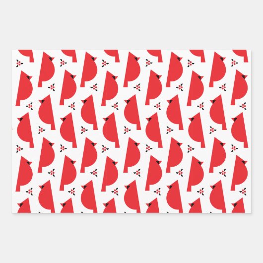 Kardinal-Umschlagpapier für Retro-Flachblatt-Set 3 Geschenkpapier Set (Vorderseite)
