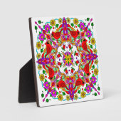 Kardinal und Blume Mandala Fotoplatte (Vorderseite)