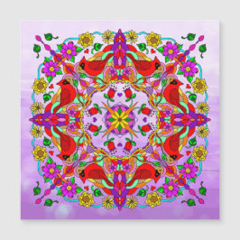 Kardinal und Blume Mandala Magnetkarte