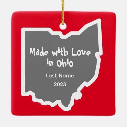 Kardinal und Buckeyes Ohio Weihnachten Keramikornament (Rückseite)