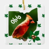 Kardinal und Buckeyes Ohio Weihnachten Keramikornament (Vorderseite)