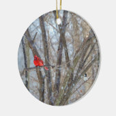 Kardinal und Chickadee Keramik Ornament (Links)