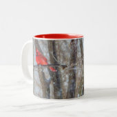 Kardinal und Chickadee Zweifarbige Tasse (Vorderseite Links)