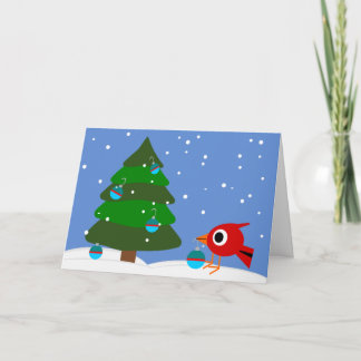 Kardinal und die Weihnachtsbaum-Feiertags-Karten Feiertagskarte