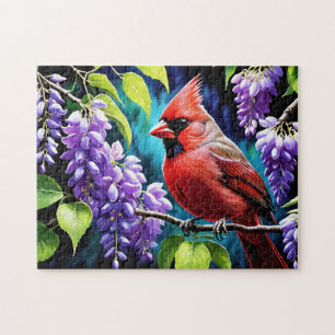 Kardinal und die Wisteria-Blume Puzzle
