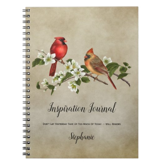 Kardinal und Dogwood-Blüten Inspiration Journal Notizblock (Vorderseite)