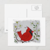 Kardinal und Dogwood Postkarte (Vorne/Hinten)