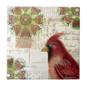 Kardinal und Ephemera Collage Fliese (Vorderseite)