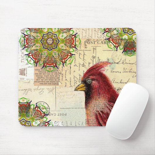 Kardinal und Ephemera Collage Mousepad (Mit Mouse)