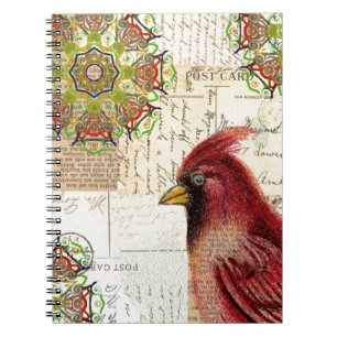 Kardinal und Ephemera Collage Notizblock