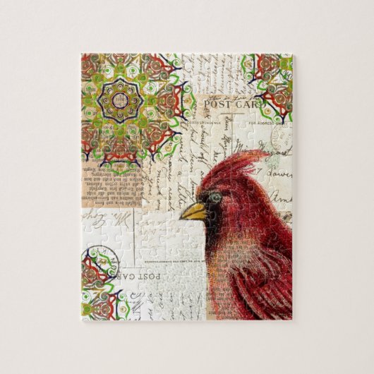 Kardinal und Ephemera Collage Puzzle (Vertikal)