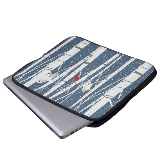 Kardinal und Eulen in Schneeflocken Laptopschutzhülle (Vorne Knopf)