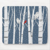 Kardinal und Eulen in Schneeflocken Mousepad (Vorne)