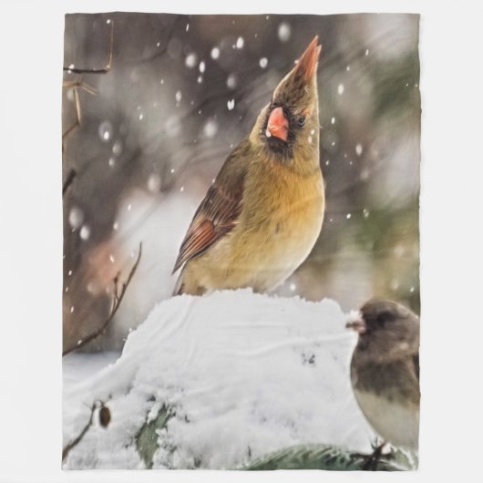 Kardinal und Funken im Schnee Fleecedecke (Vorderseite)