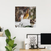 Kardinal und Funken im Schnee Poster (Heimbüro)