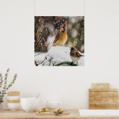 Kardinal und Funken im Schnee Poster (Küche)
