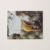 Kardinal und Funken im Schnee Puzzle (Horizontal)