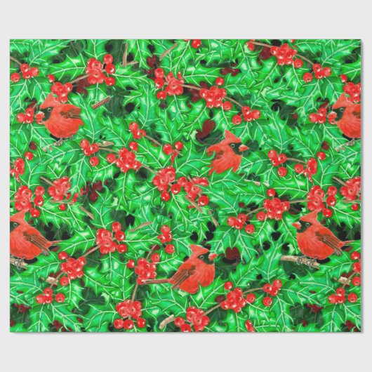 Kardinal und Heiligbeere Geschenkpapier (Flach)