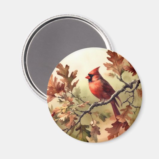 Kardinal und Herbstlaube Magnet (Vorderseite/Rückseite)