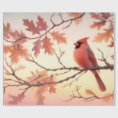 Kardinal und Herbstleaven Geschenkpapier (Flach)