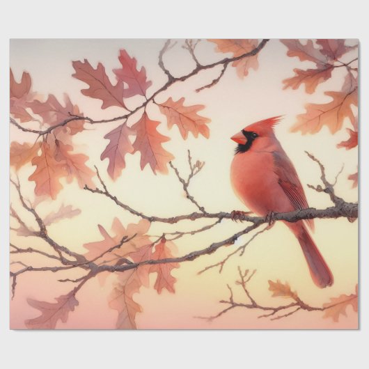 Kardinal und Herbstleaven Geschenkpapier (Flach)