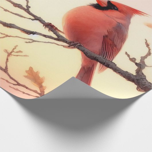 Kardinal und Herbstleaven Geschenkpapier (Ecke)