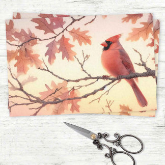 Kardinal und Herbstleaven Seidenpapier