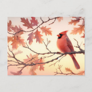 Kardinal und Herbstleere Postkarte