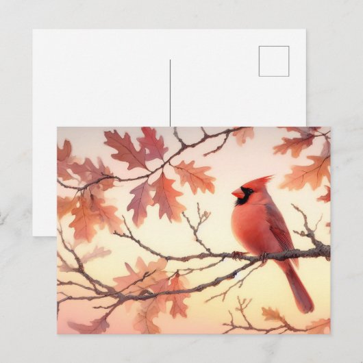 Kardinal und Herbstleere Postkarte (Vorne/Hinten)