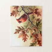Kardinal- und Herbstoak-Blätter Puzzle (Vertikal)