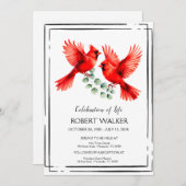 Kardinal und Hibiskus - Lebensehrung Einladung (Vorne/Hinten)