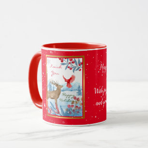 Kardinal und Hirsche individuell gestalten Tasse